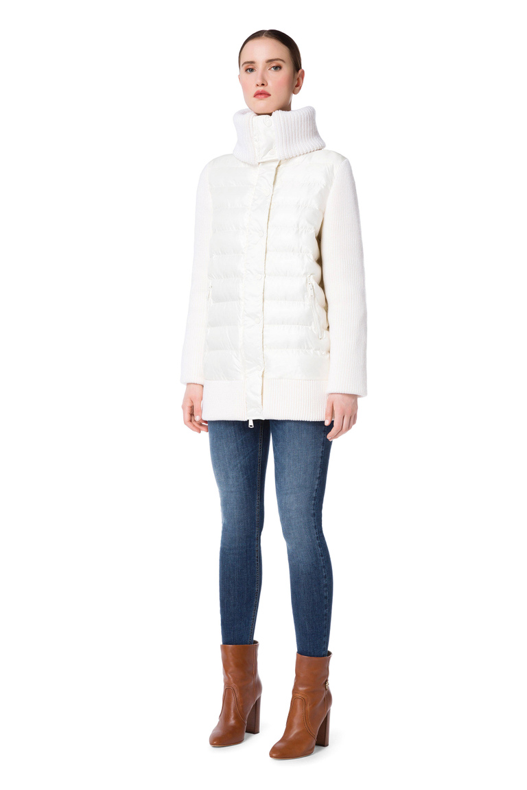Stretch quilted jacket with maxi collar - Down Jackets | Elisabetta Franchi® Outlet