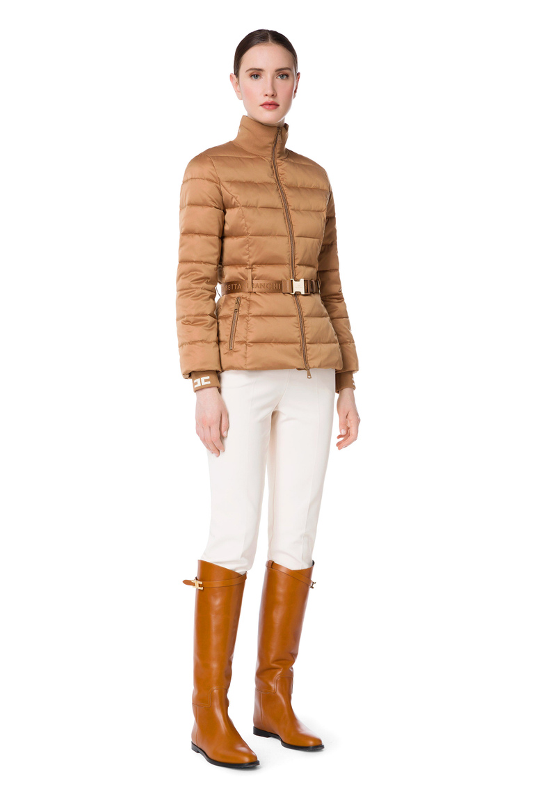 Padded quilted coat with logoed collar and cuffs - Coats And Jackets | Elisabetta Franchi® Outlet