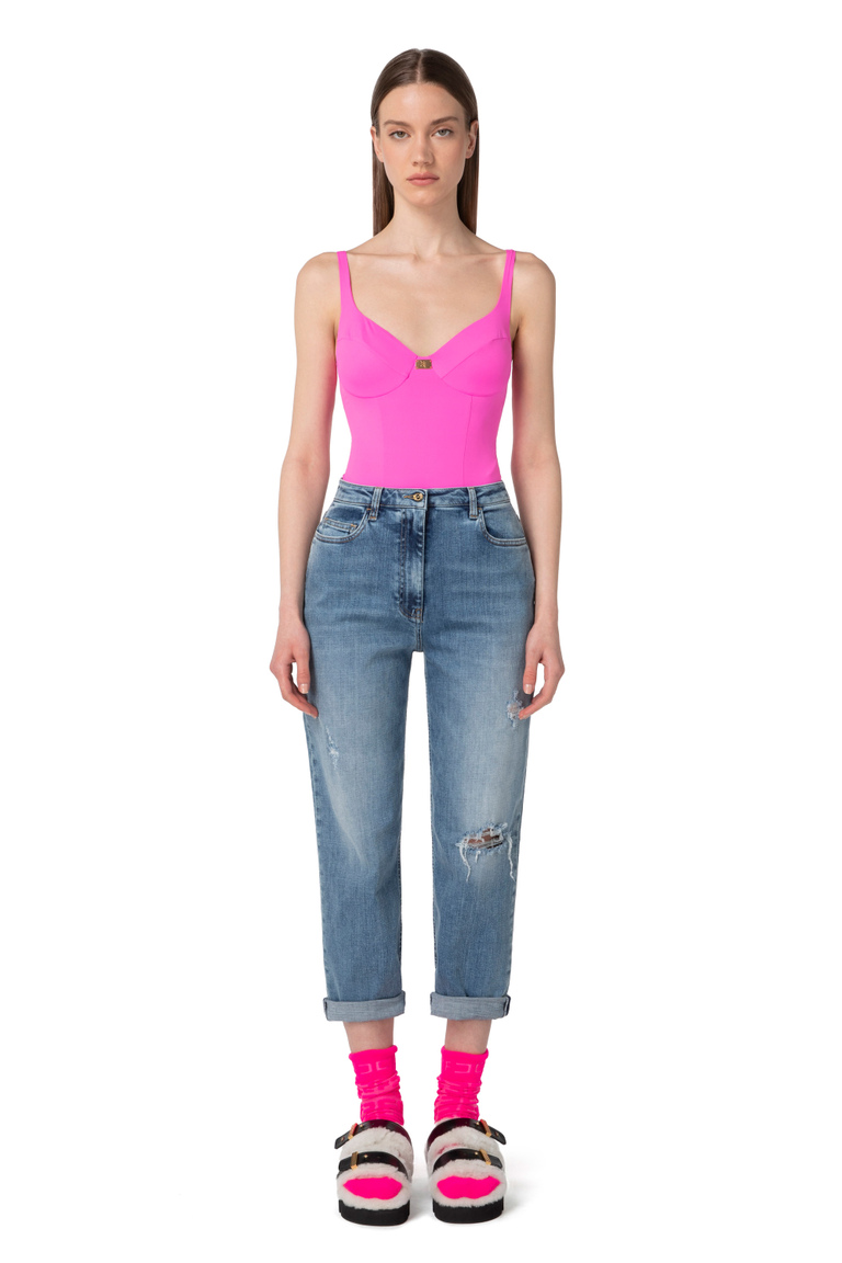 Jean boyfriend avec déchirures - Jeans larges | Elisabetta Franchi® Outlet