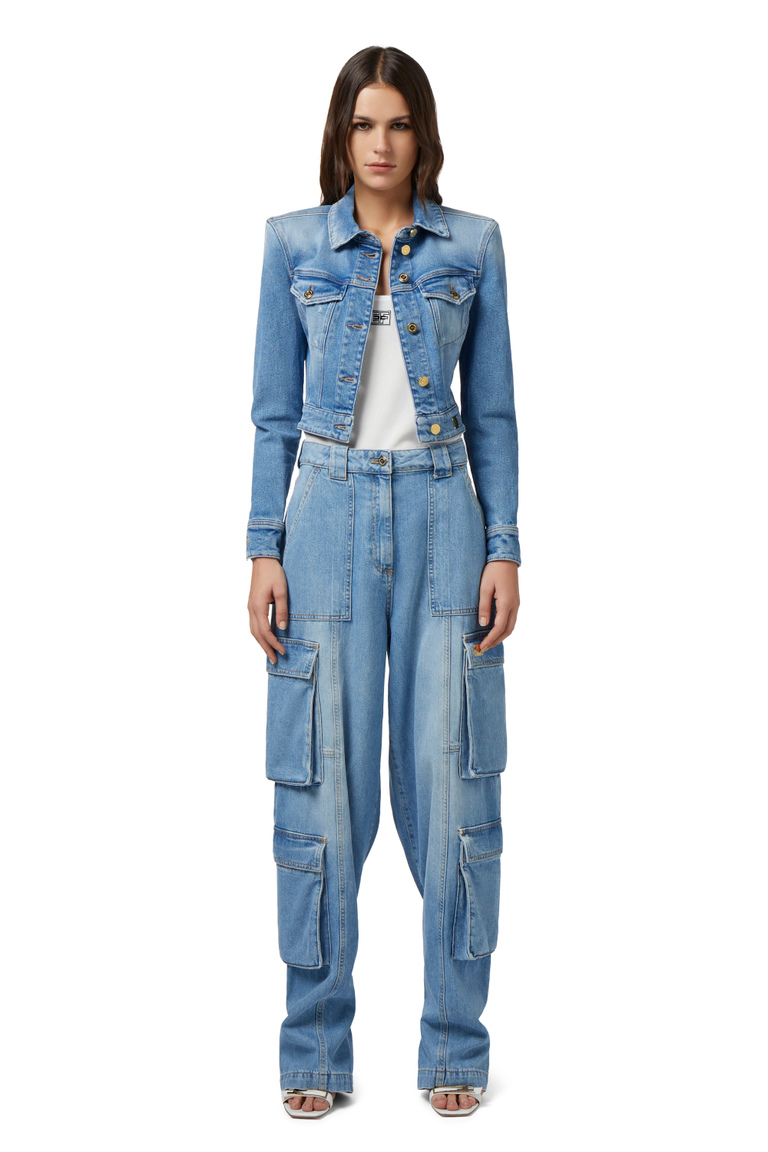 Cargo jeans with back zip - Wide Jeans | Elisabetta Franchi® Outlet