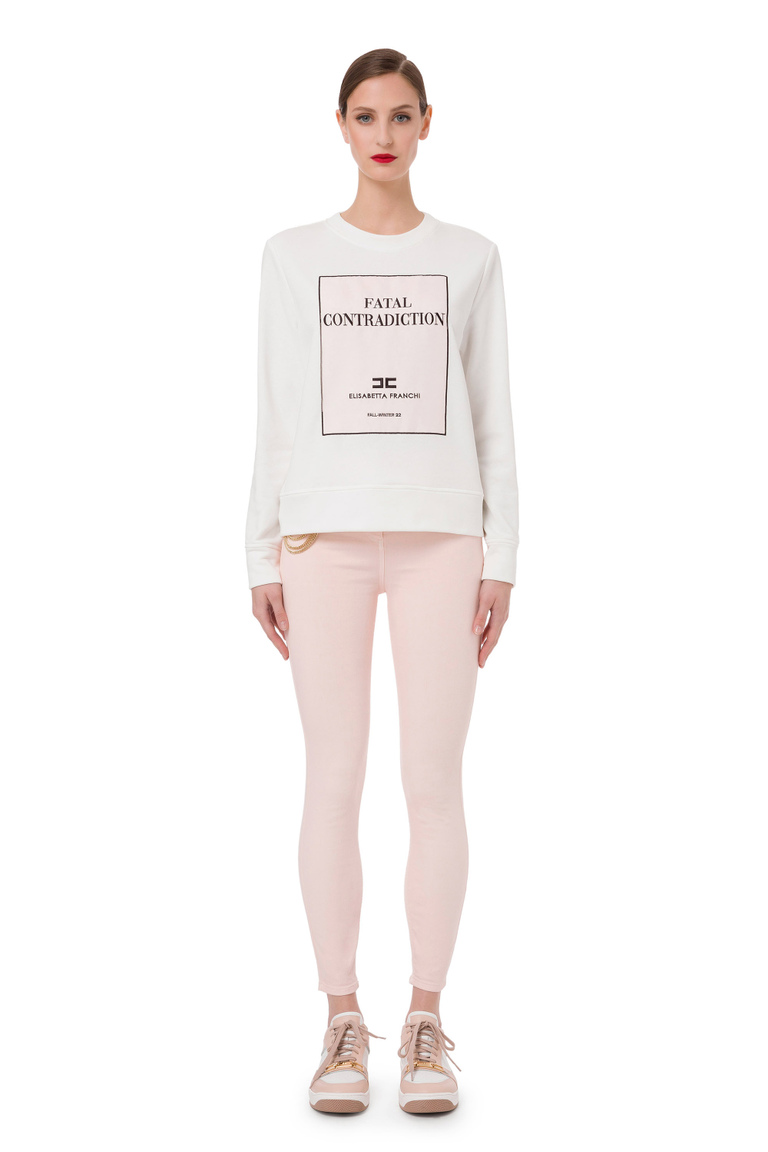 Skinny jeans with chain charm and stud - Skinny Jeans | Elisabetta Franchi® Outlet