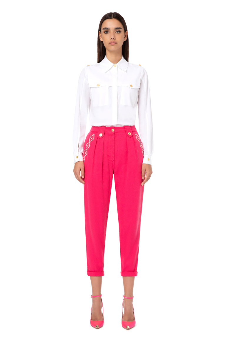 Cotton trousers - Regular Jeans | Elisabetta Franchi® Outlet