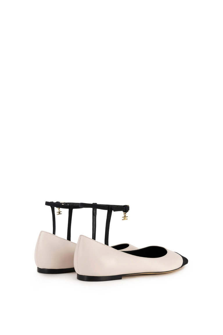 Nappa leather ballet flats with toe cap - Shoes | Elisabetta Franchi® Outlet