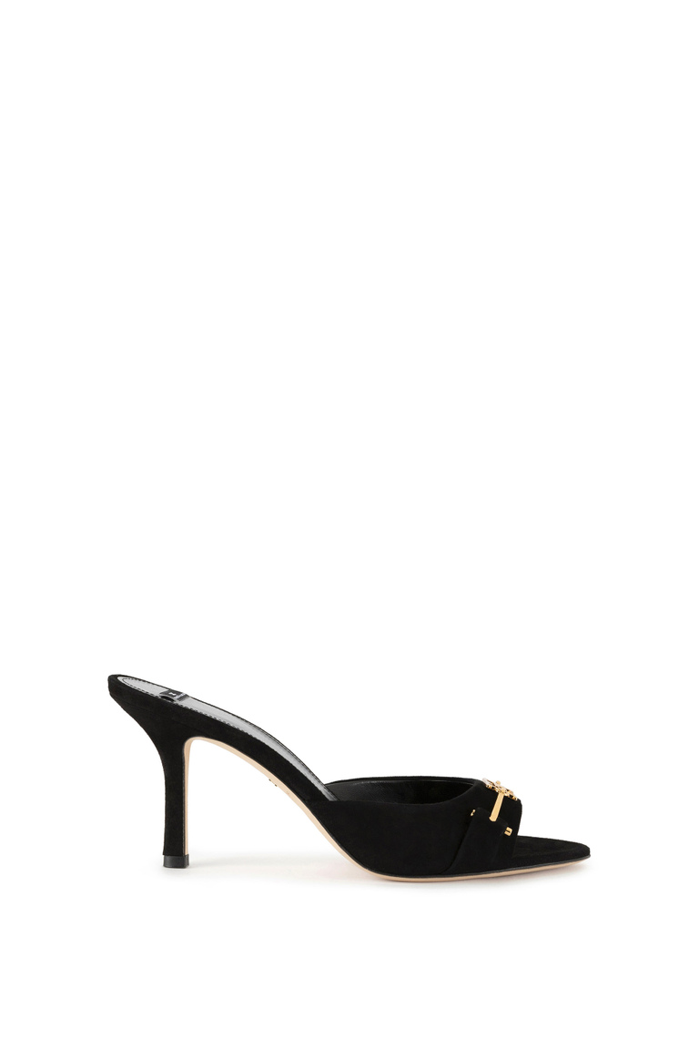 Suede slider sandals with horsebit - Sandal | Elisabetta Franchi® Outlet