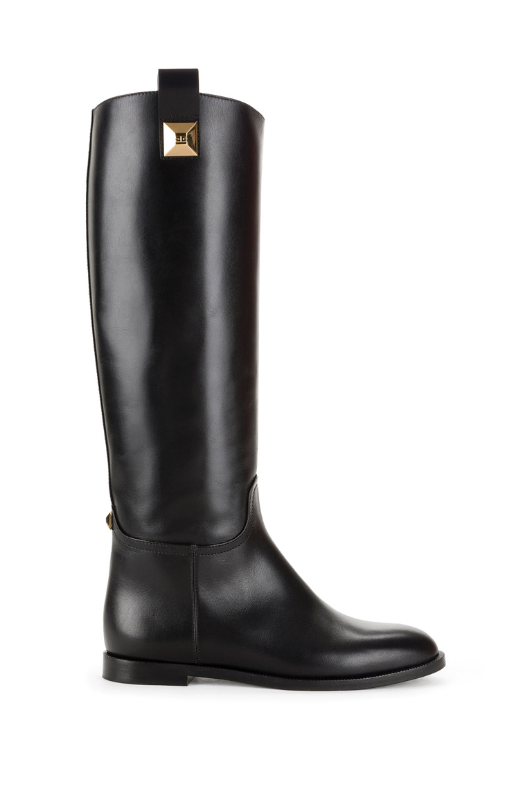 Riding boot with gold studded loop - Shoes | Elisabetta Franchi® Outlet