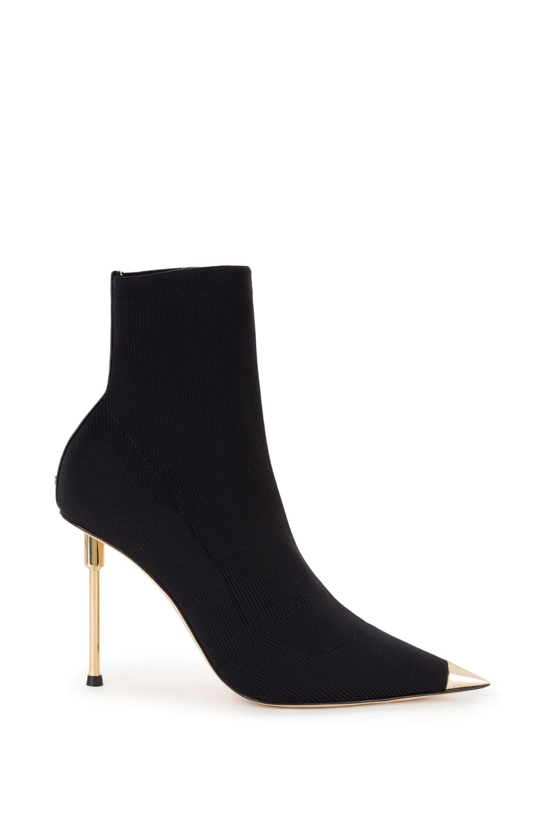 Suede leather ankle boots with gold sculptured heel - Boots | Elisabetta Franchi® Outlet