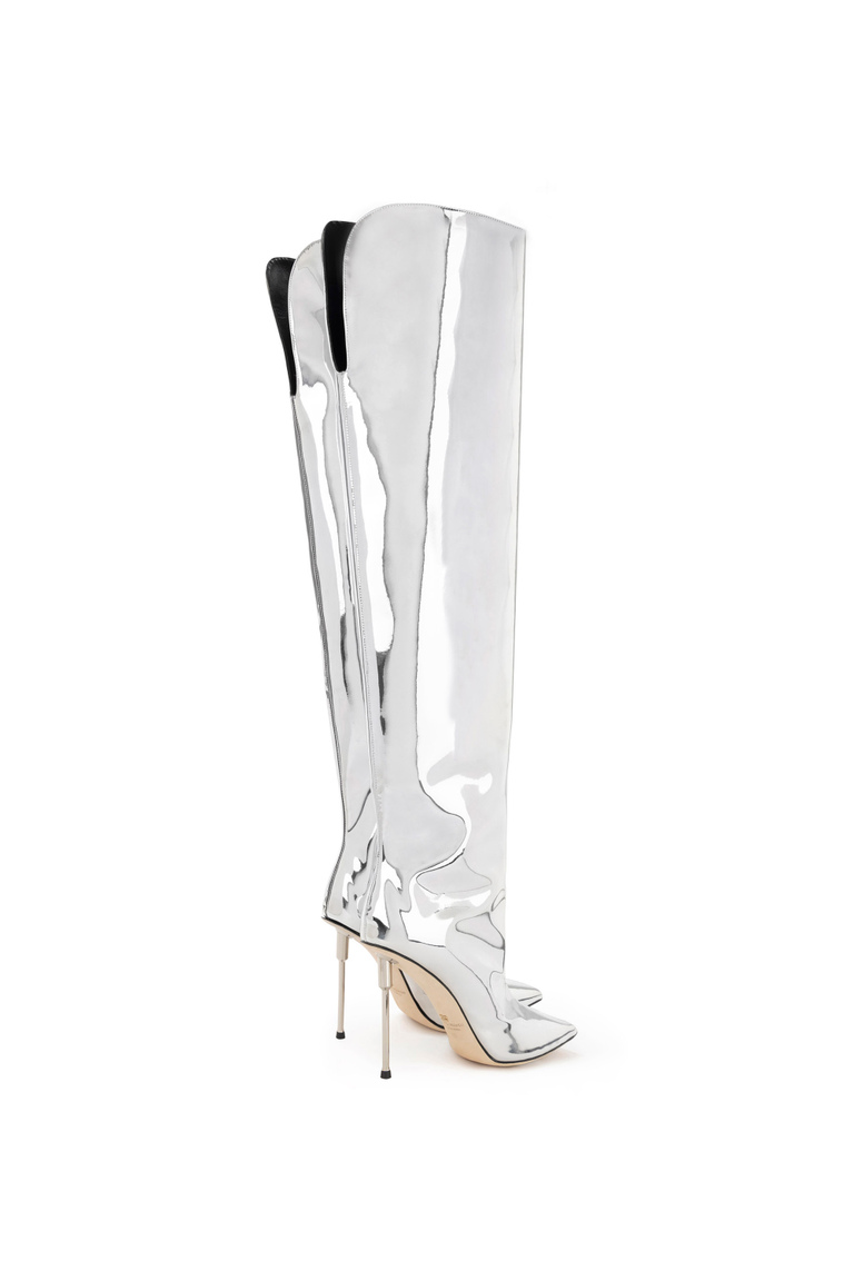 Over-the-knee boots in reflective fabric - Shoes | Elisabetta Franchi® Outlet