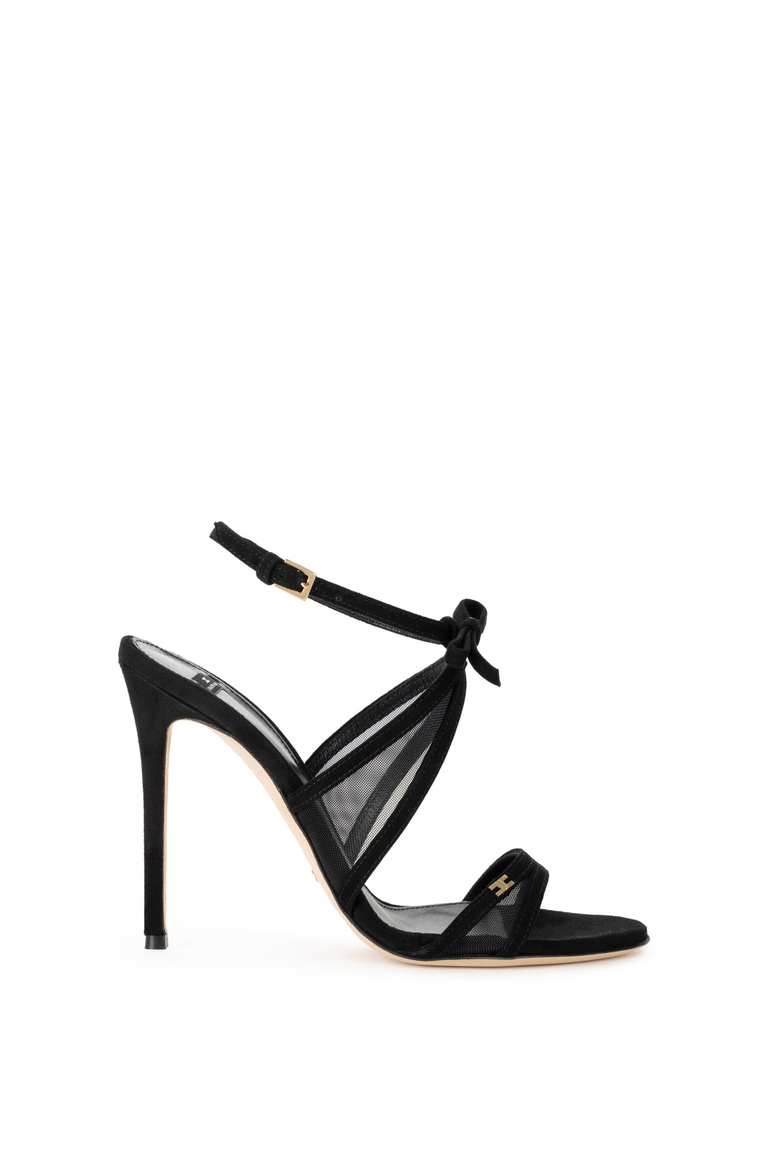 Suede sandals with bow - Sandal | Elisabetta Franchi® Outlet