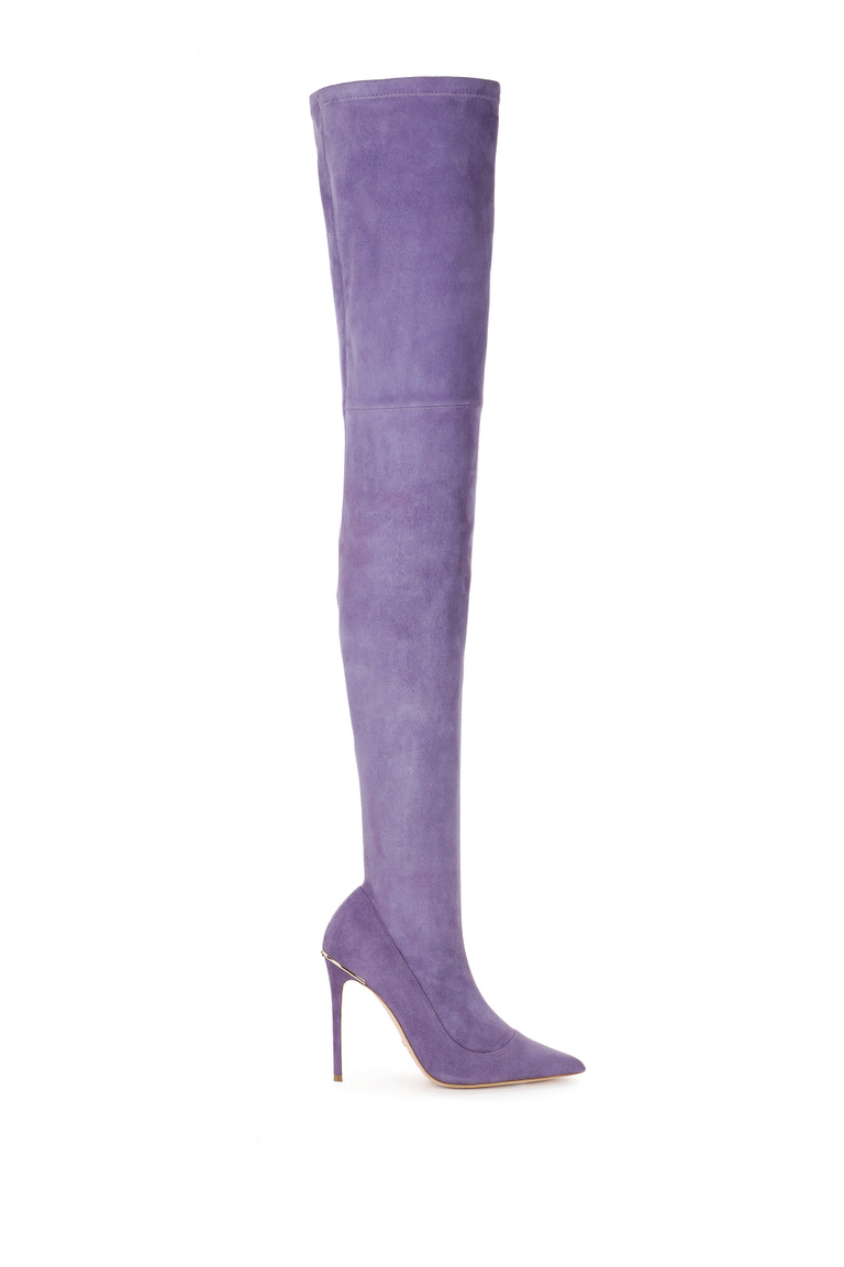 Suede over-the-knee boots - Boots | Elisabetta Franchi® Outlet