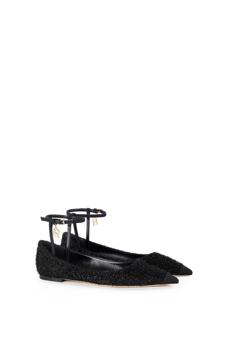 Metallic fabric flats - Shoes | Elisabetta Franchi® Outlet