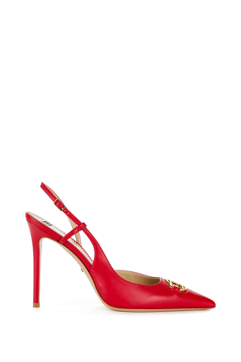 Elisabetta Franchi high slingback with logo - Shoes | Elisabetta Franchi® Outlet