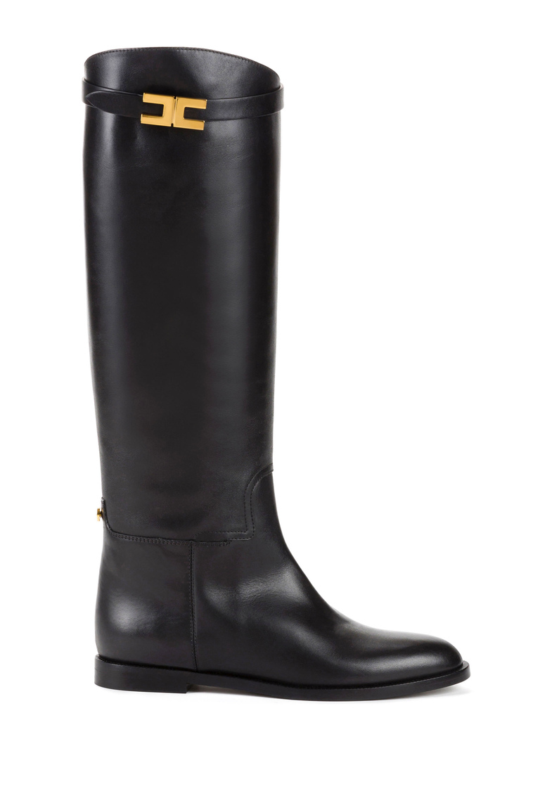 High boots with logoed buckle by Elisabetta Franchi - Boots | Elisabetta Franchi® Outlet