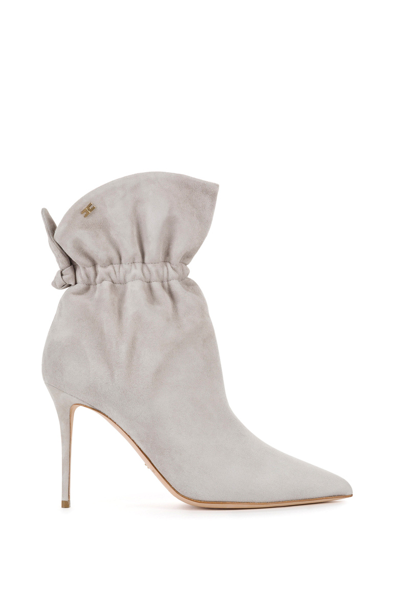 Suede leather ankle boots with bow - Ankle Boots | Elisabetta Franchi® Outlet