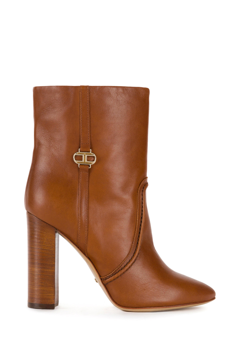 Elisabetta Franchi ankle boots with light gold logo - Ankle Boots | Elisabetta Franchi® Outlet
