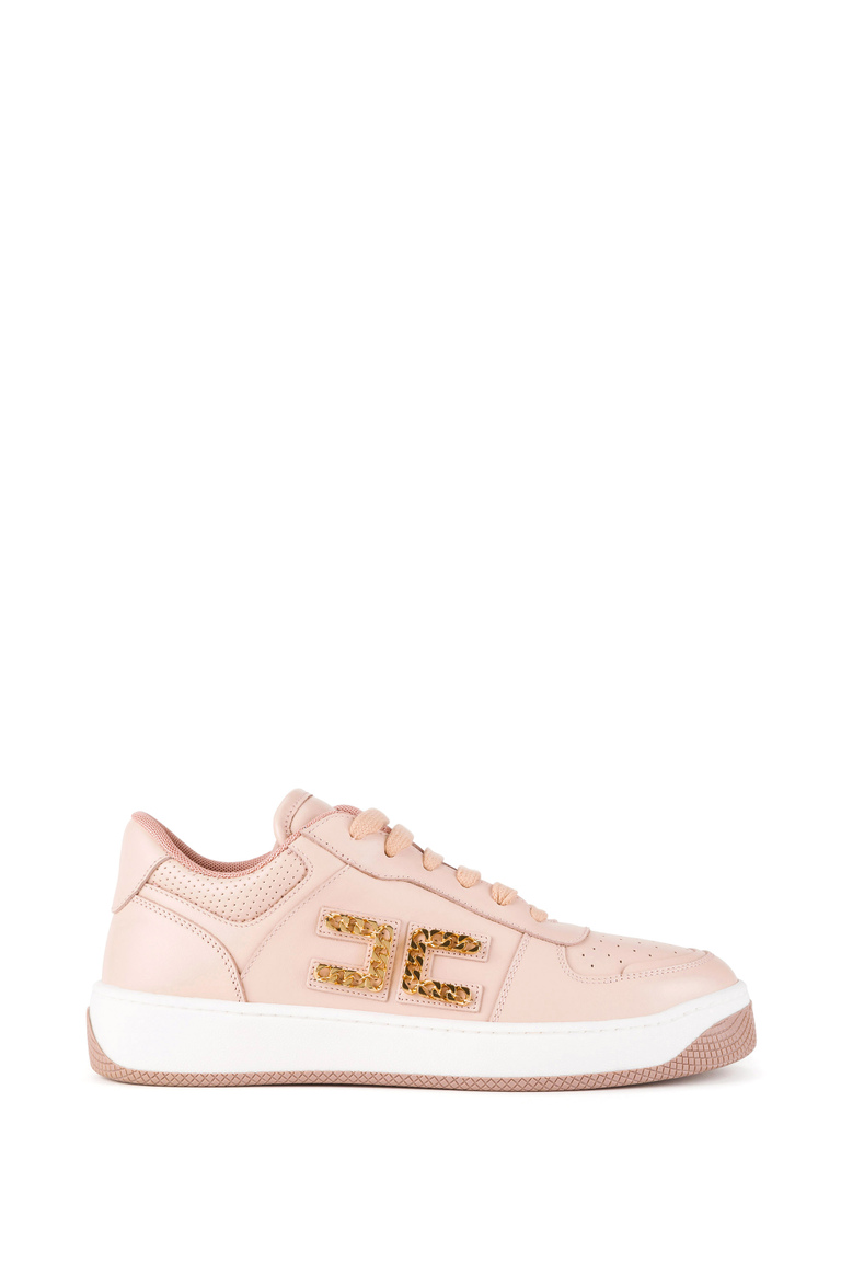 Low top sneakers with chain logo - Shoes | Elisabetta Franchi® Outlet