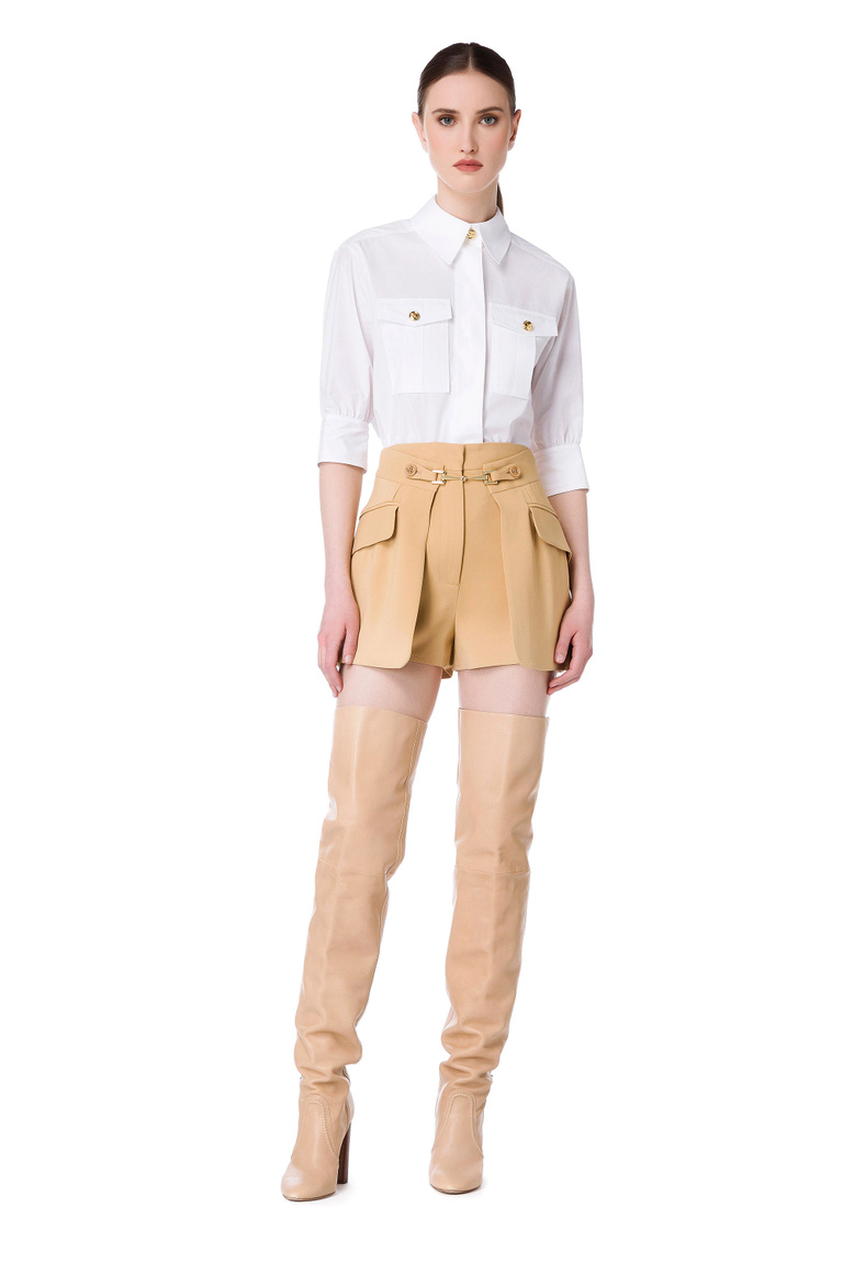 High waist shorts with maxi pockets - Trousers | Elisabetta Franchi® Outlet