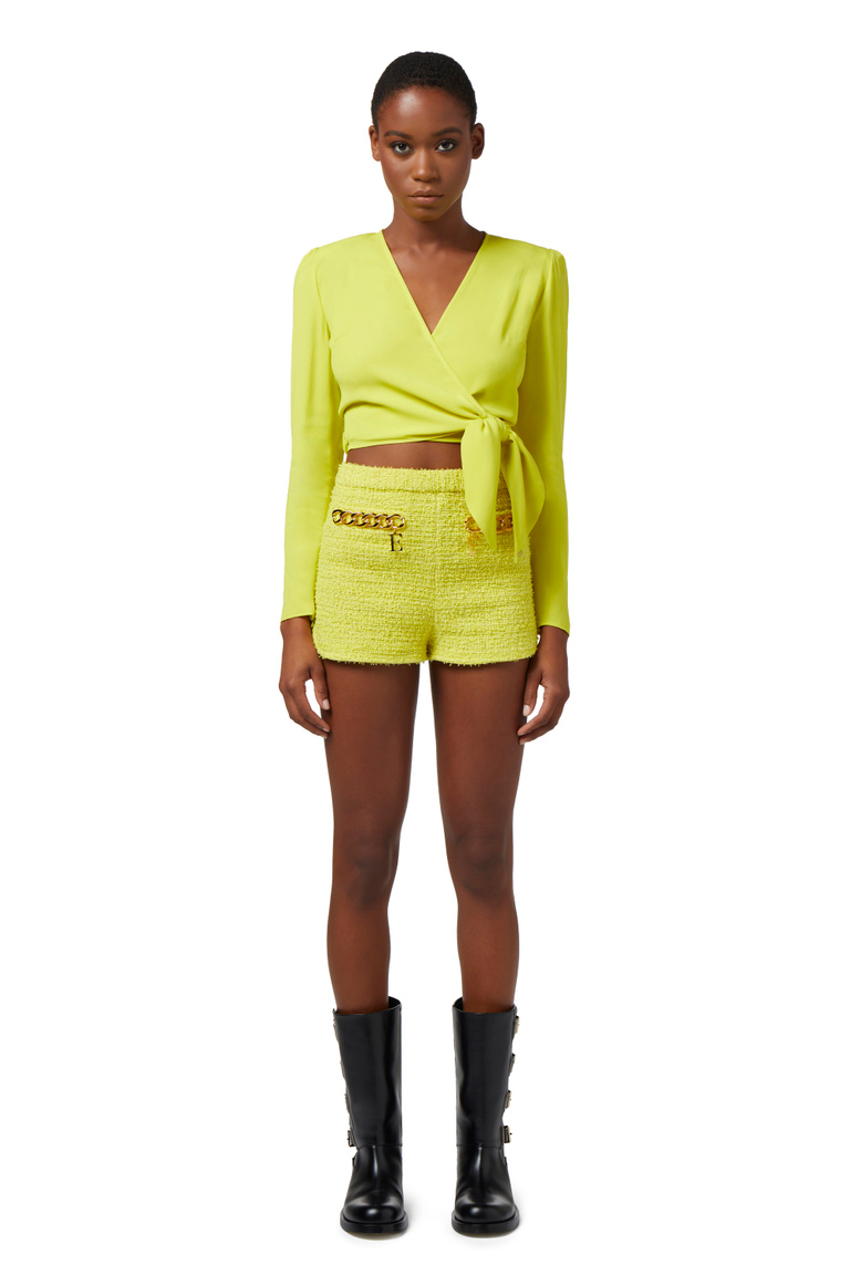 Shorts aus Tweed mit Maxi-Kette - Shorts | Elisabetta Franchi® Outlet