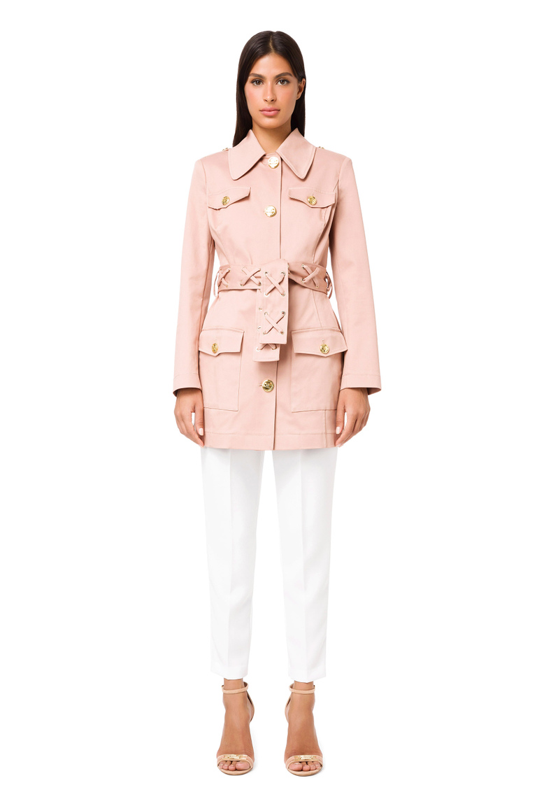 Duster coat with braided belt - Jackets | Elisabetta Franchi® Outlet