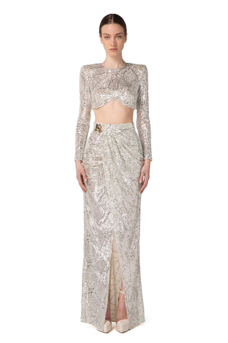 Outfit consisting of sequins fabric top and skirt - Red Carpet | Elisabetta Franchi® Outlet