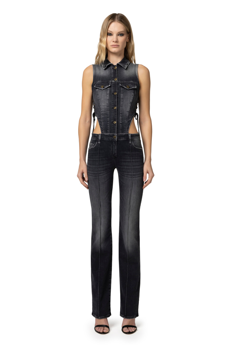 Tuta in denim con cut-out - Tute | Elisabetta Franchi® Outlet