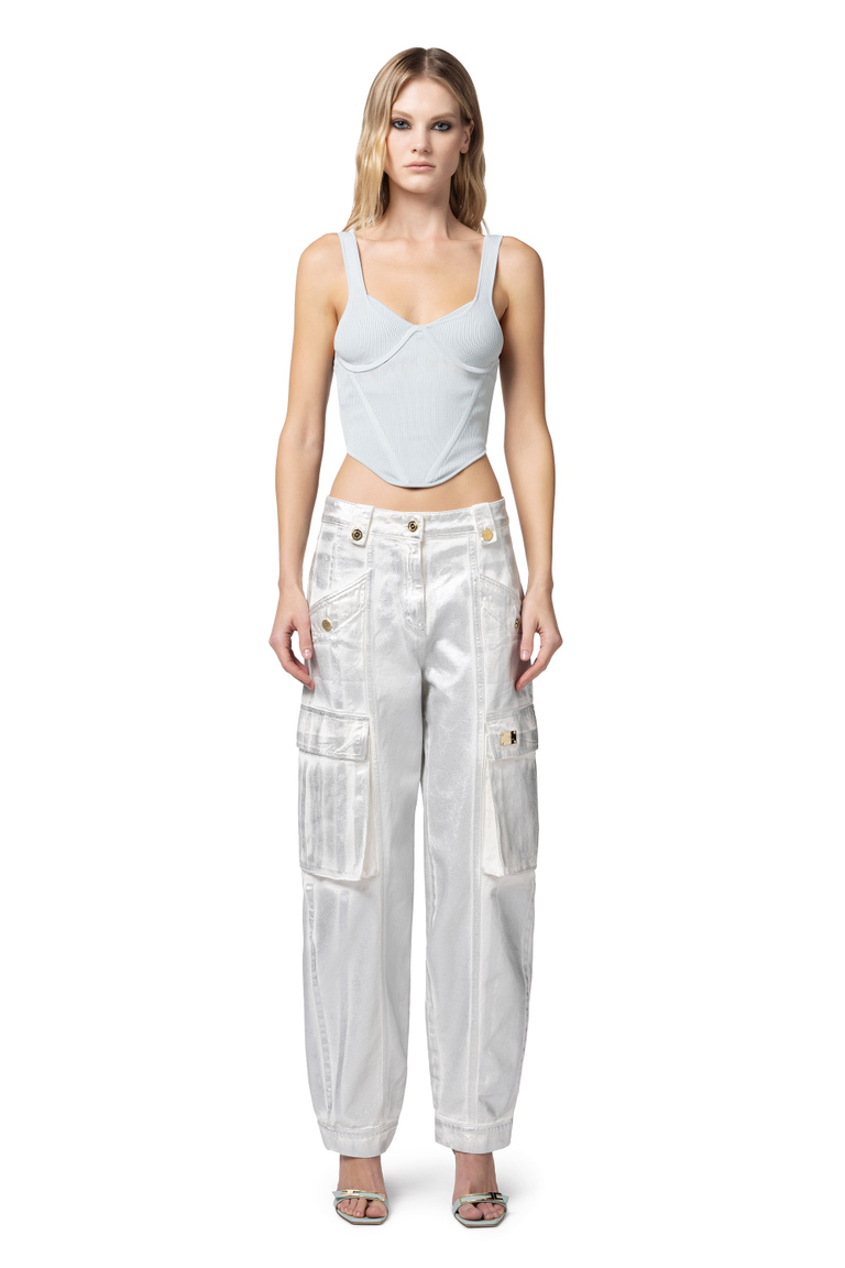 Fine ribbed viscose top with cups - Top | Elisabetta Franchi® Outlet