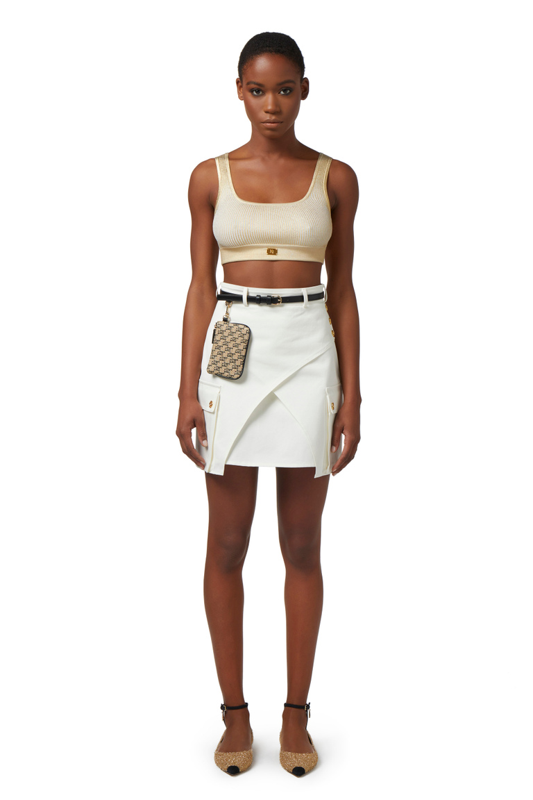 Cropped top in laminated viscose fabric - Top | Elisabetta Franchi® Outlet