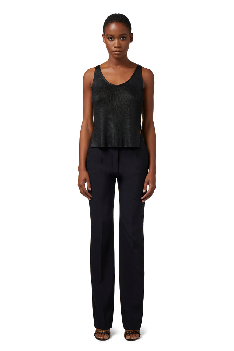 Top in laminated viscose fabric with charms - Top | Elisabetta Franchi® Outlet