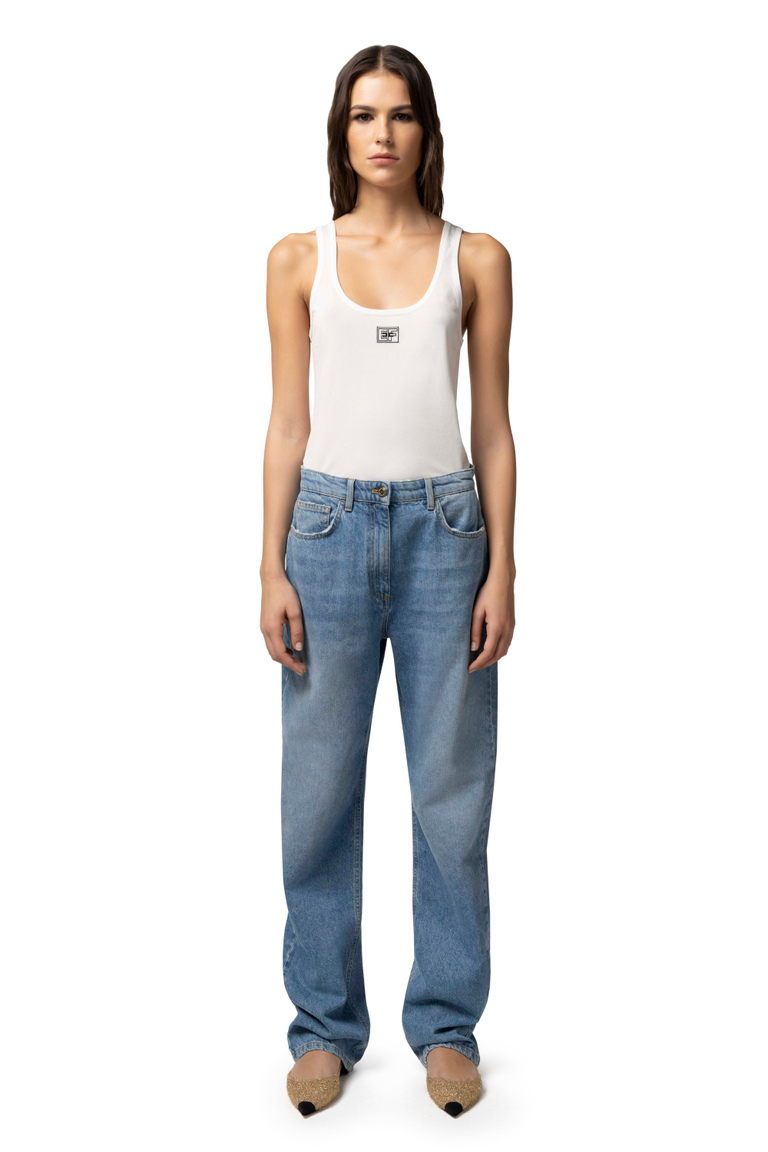 Rayon top with logo - Top e T-shirts | Elisabetta Franchi® Outlet