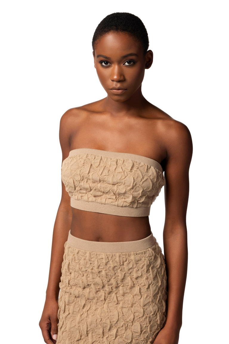 Top de banda de viscosa gofrada - Apparel | Elisabetta Franchi® Outlet