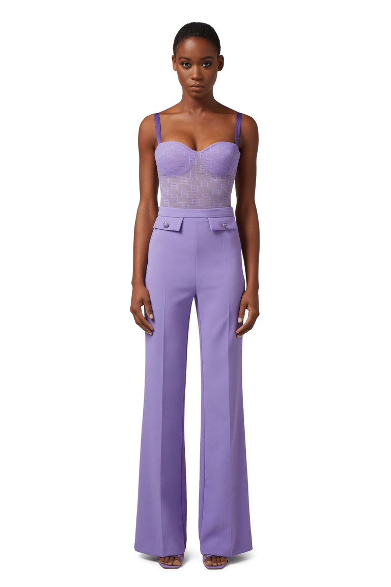 Logoed tulle bustier top - Top e T-shirts | Elisabetta Franchi® Outlet