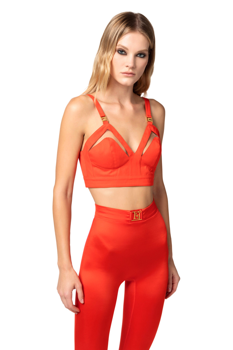 Bustier-Top aus Baumwolle mit Cut-out - Top e T-shirts | Elisabetta Franchi® Outlet