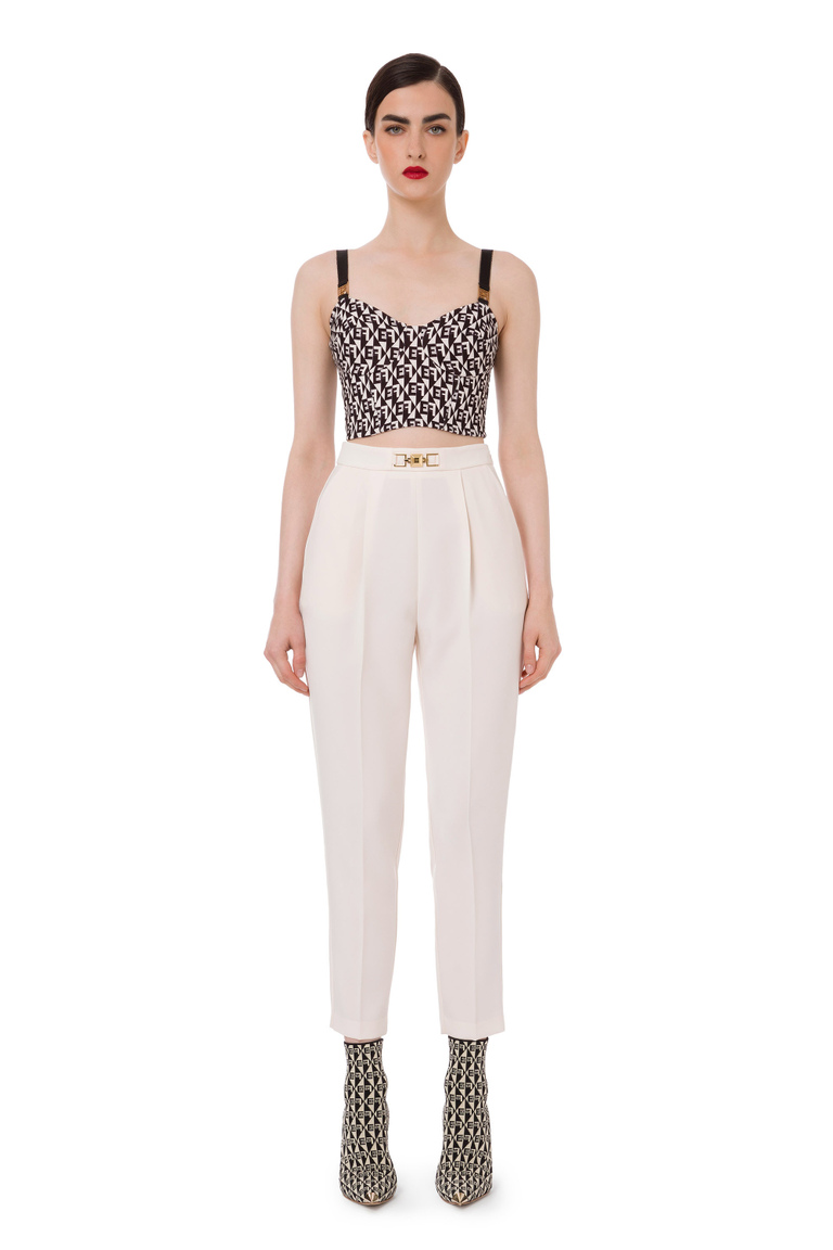 Top with diamond pattern and sweetheart neckline - Top | Elisabetta Franchi® Outlet