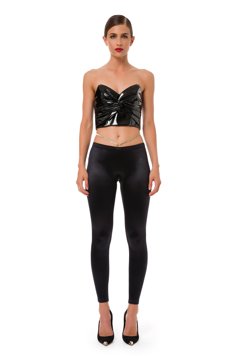 Glossy patent leather bustier - Top | Elisabetta Franchi® Outlet