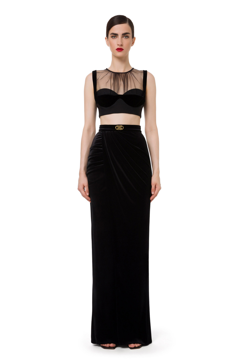 Top with tulle bodice - Top | Elisabetta Franchi® Outlet