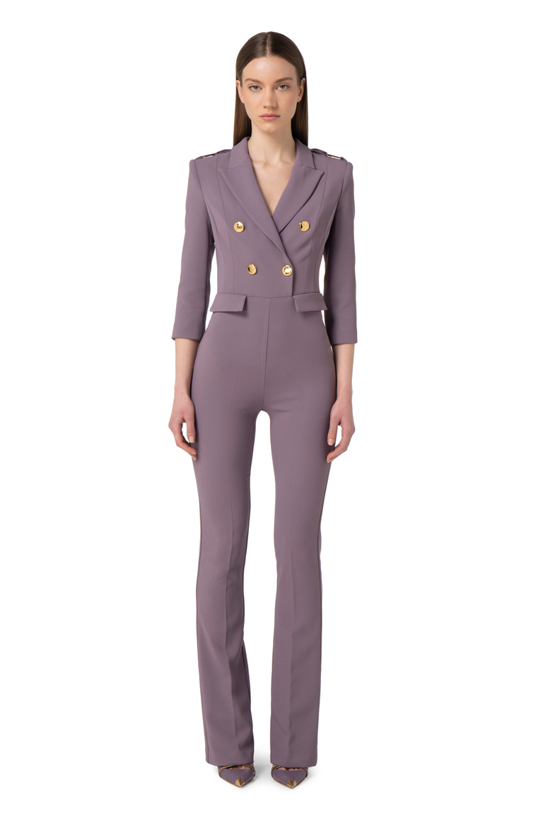 Double layer crêpe double-breasted jumpsuit - Jumpsuits | Elisabetta Franchi® Outlet