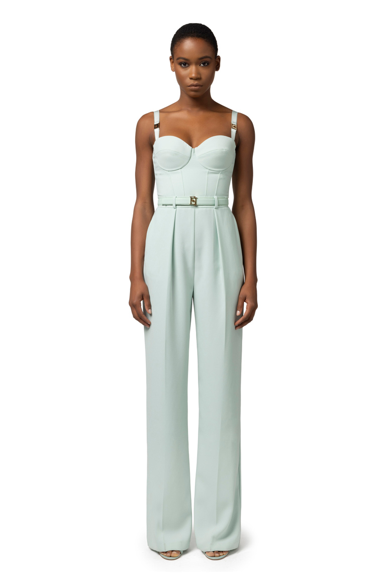 Jumpsuit in crêpe fabric with bustier top - Jumpsuits | Elisabetta Franchi® Outlet