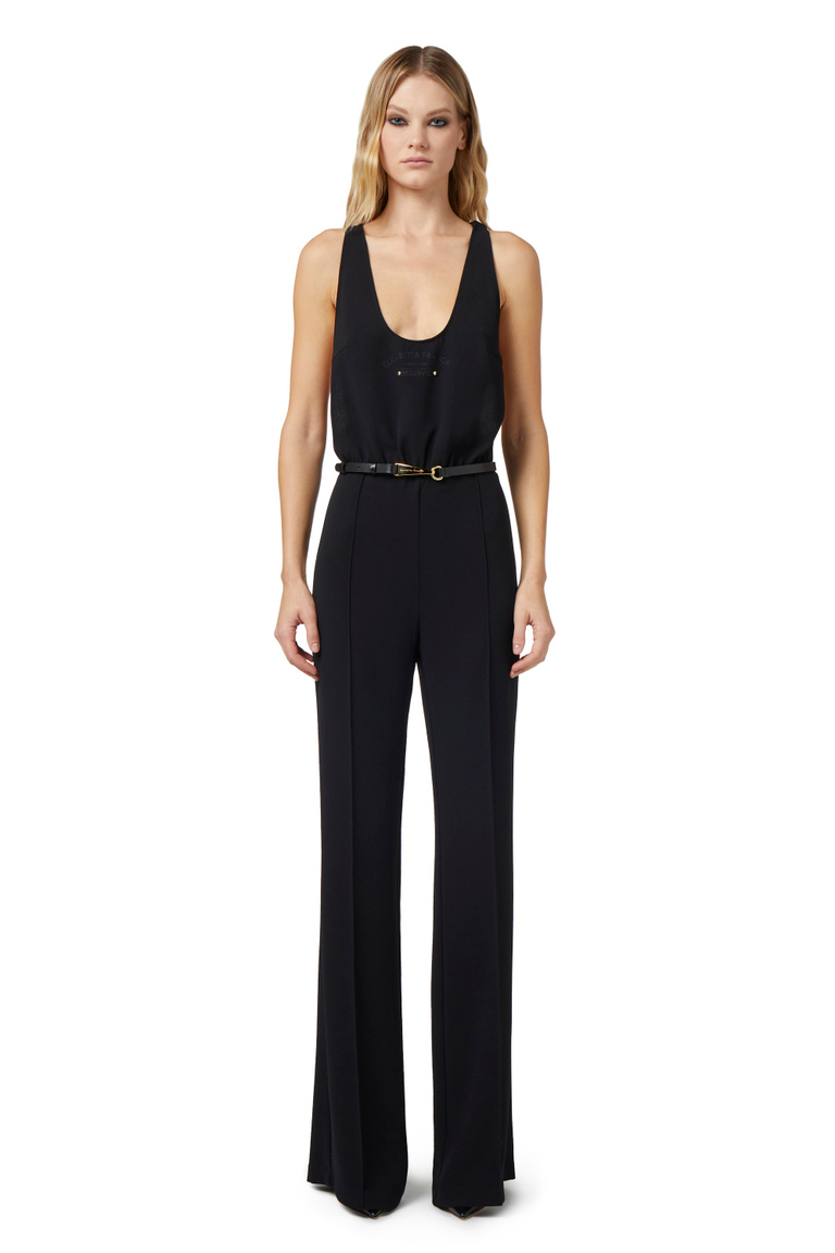 Tuta in crêpe con stampa logo - Tute | Elisabetta Franchi® Outlet