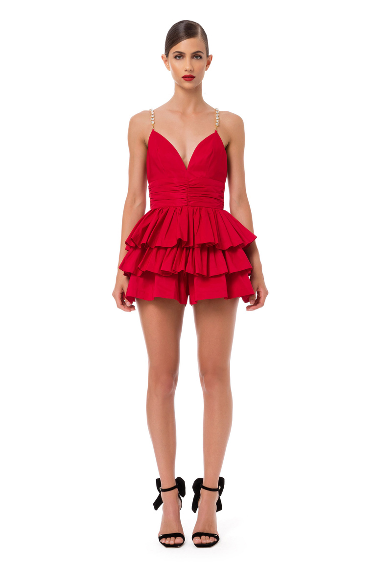 Mini jumpsuit with jewel straps - Red Velvet | Elisabetta Franchi® Outlet