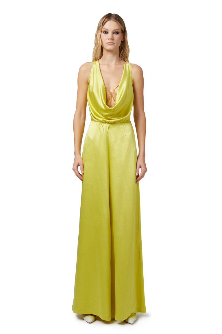 Flowing crêpe jumpsuit with bra accessory - Jumpsuits | Elisabetta Franchi® Outlet