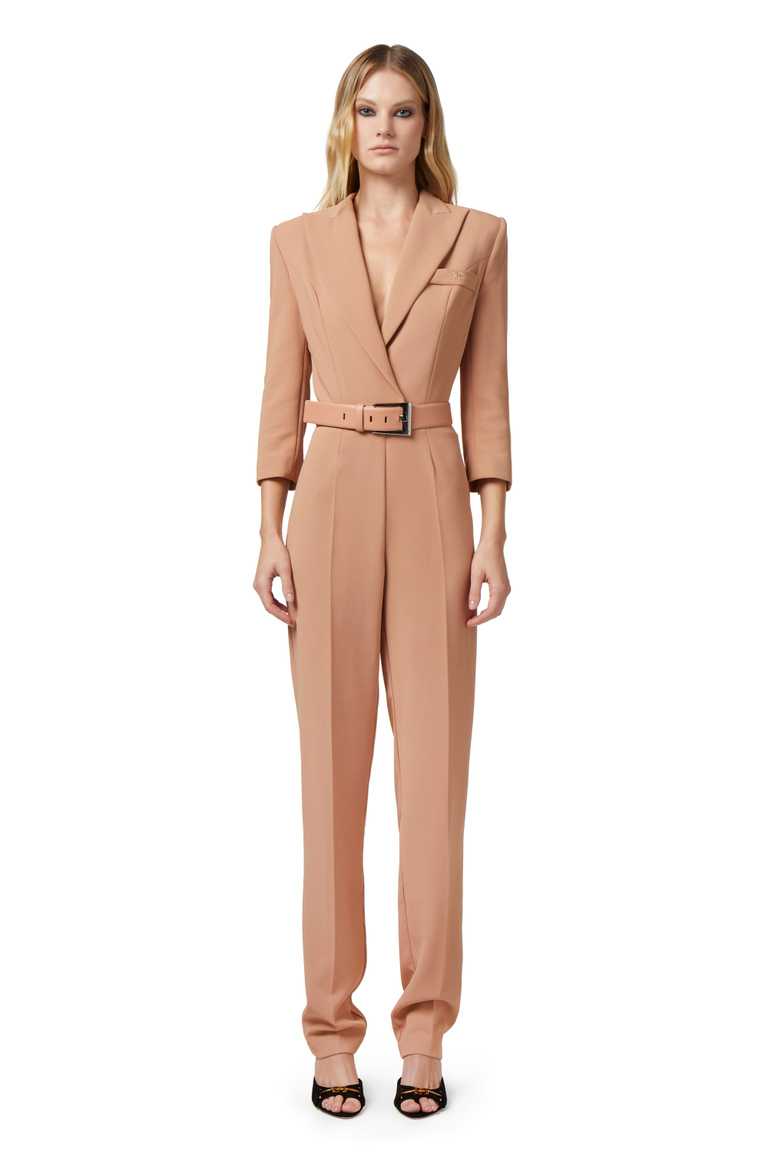 Jumpsuit in crêpe fabric with back cut-out - Jumpsuits | Elisabetta Franchi® Outlet