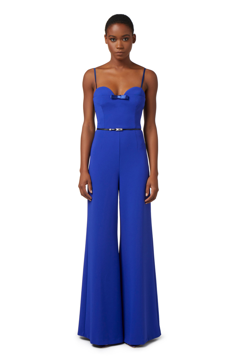 Jumpsuit in crêpe fabric with satin bow - Jumpsuits | Elisabetta Franchi® Outlet