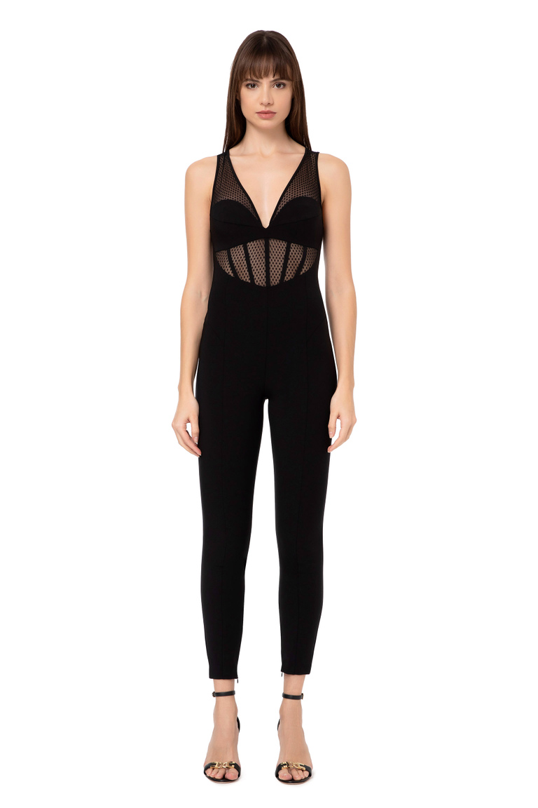 Bustier jumpsuit with tulle inserts - Apparel | Elisabetta Franchi® Outlet
