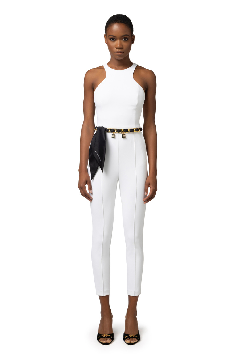 Tuta in doppio crêpe con cintura catena - Tute | Elisabetta Franchi® Outlet