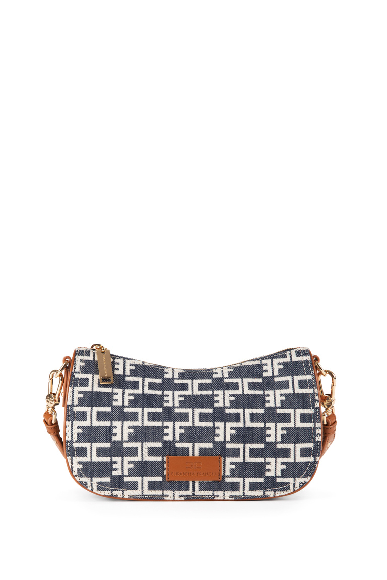 Small hobo bag in logoed denim - Bags | Elisabetta Franchi® Outlet