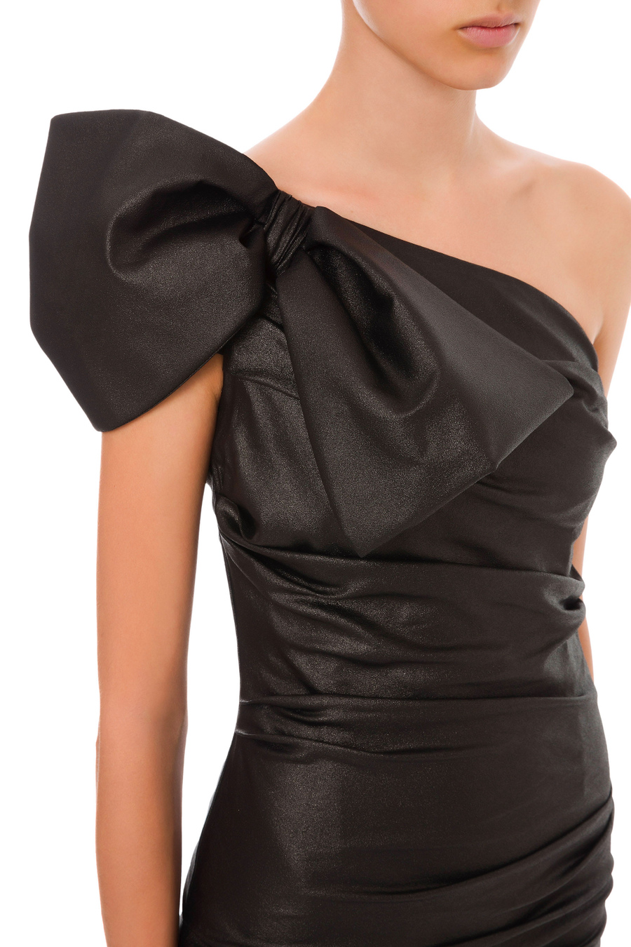 Robe à épaule asymétrique avec bouffette - Elisabetta Franchi® Outlet