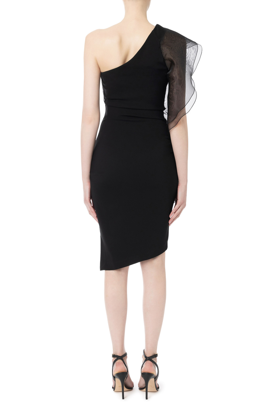 Robe asymétrique avec volants en organdi - Elisabetta Franchi® Outlet
