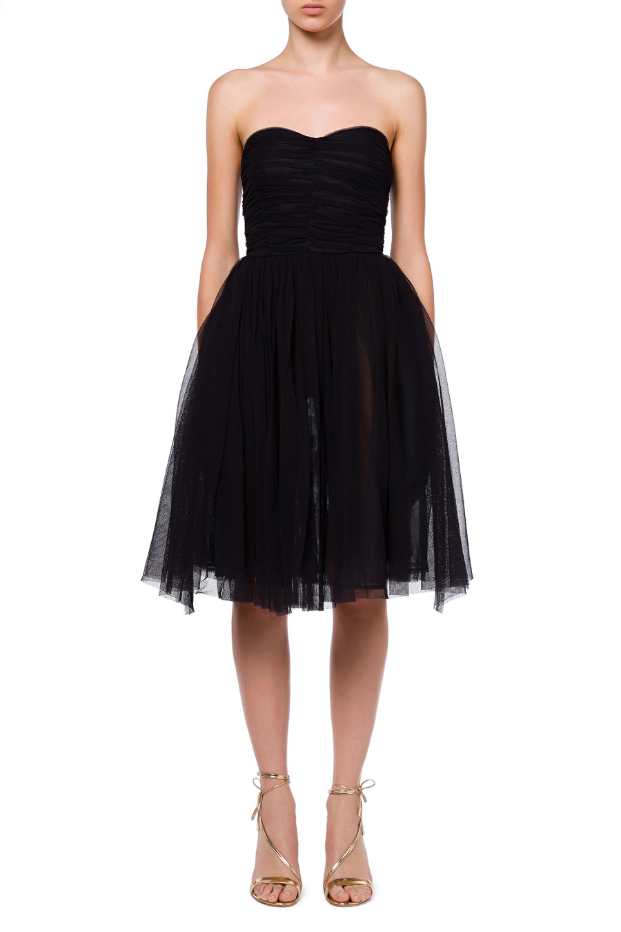 Dress in tulle fabric with sweetheart neckline - Elisabetta Franchi® Outlet
