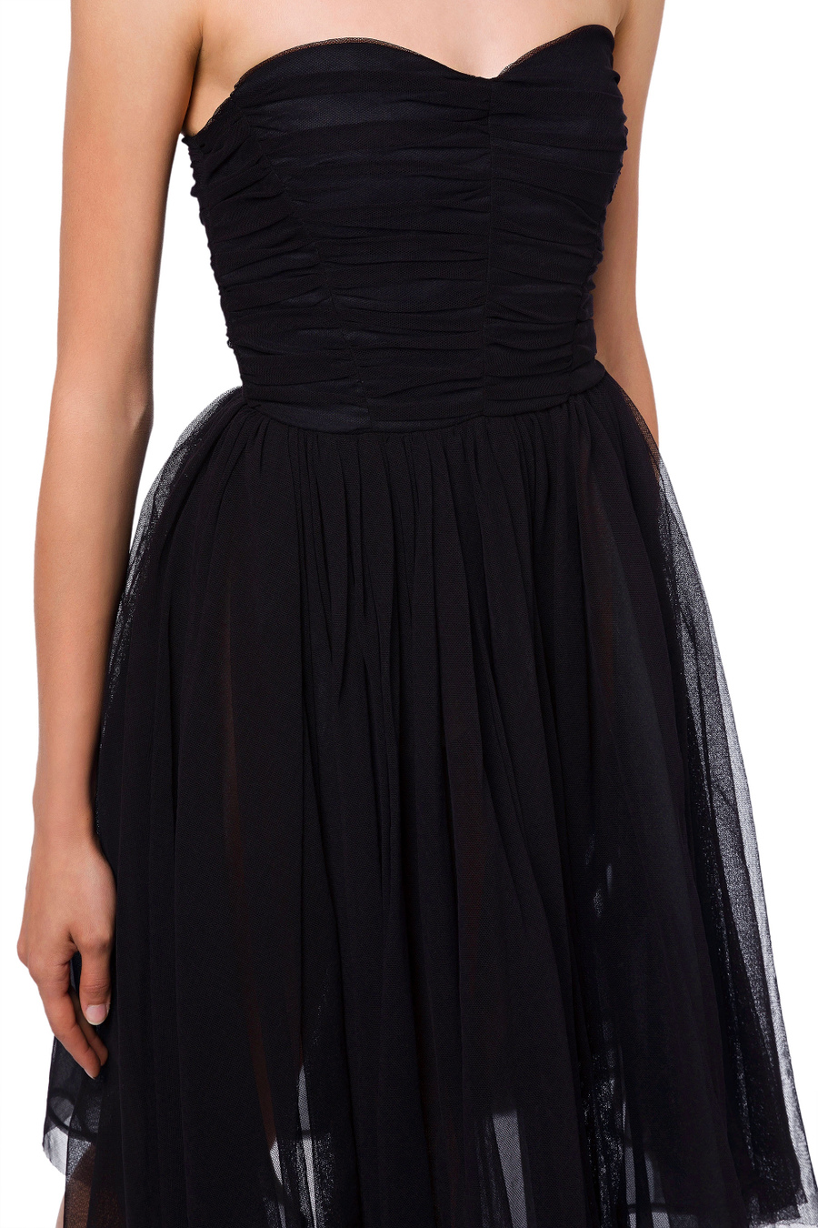 Dress in tulle fabric with sweetheart neckline - Elisabetta Franchi® Outlet