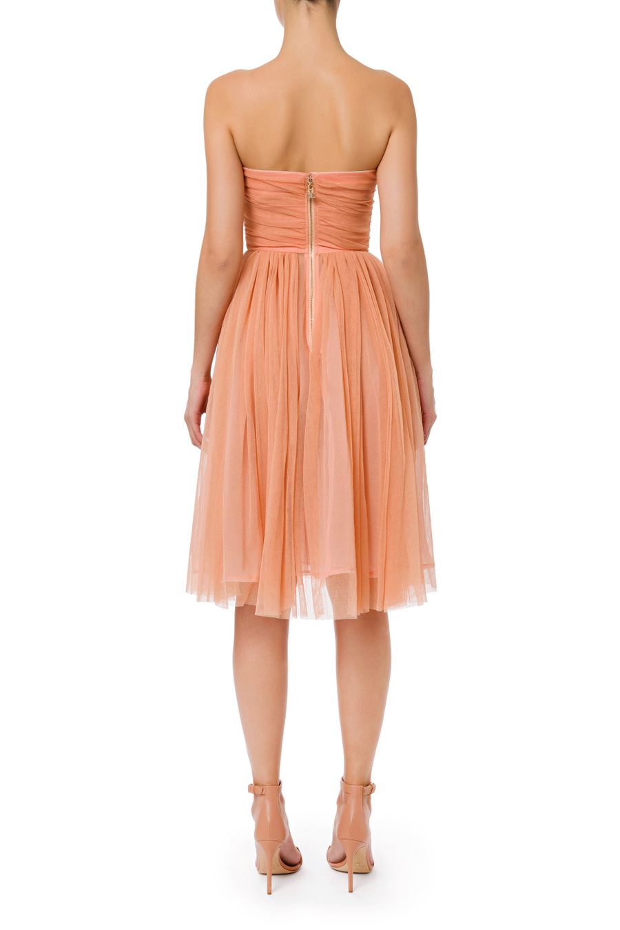 Dress in tulle fabric with sweetheart neckline - Elisabetta Franchi® Outlet