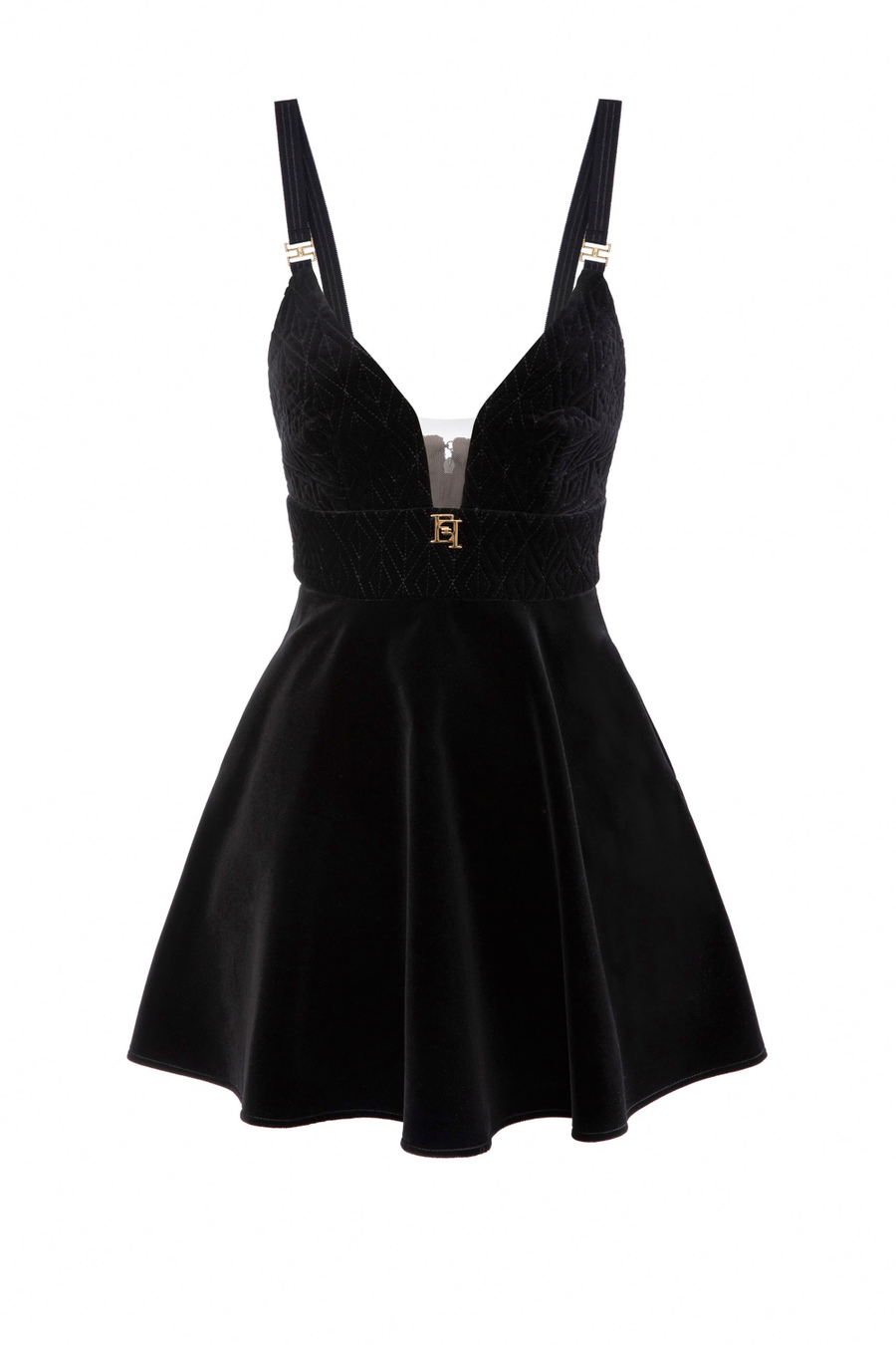 Miniabito in velluto con coppe - Elisabetta Franchi® Outlet